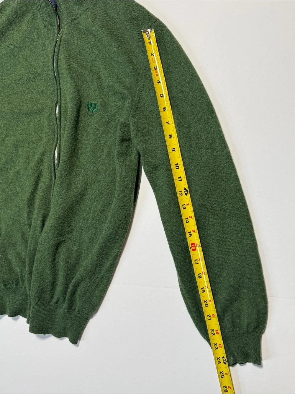 ROLEX Wimbledon VTG Forest Green Full Dual-Zip Cashmere Sweater Made in Italy XL - Picture 11 of 16